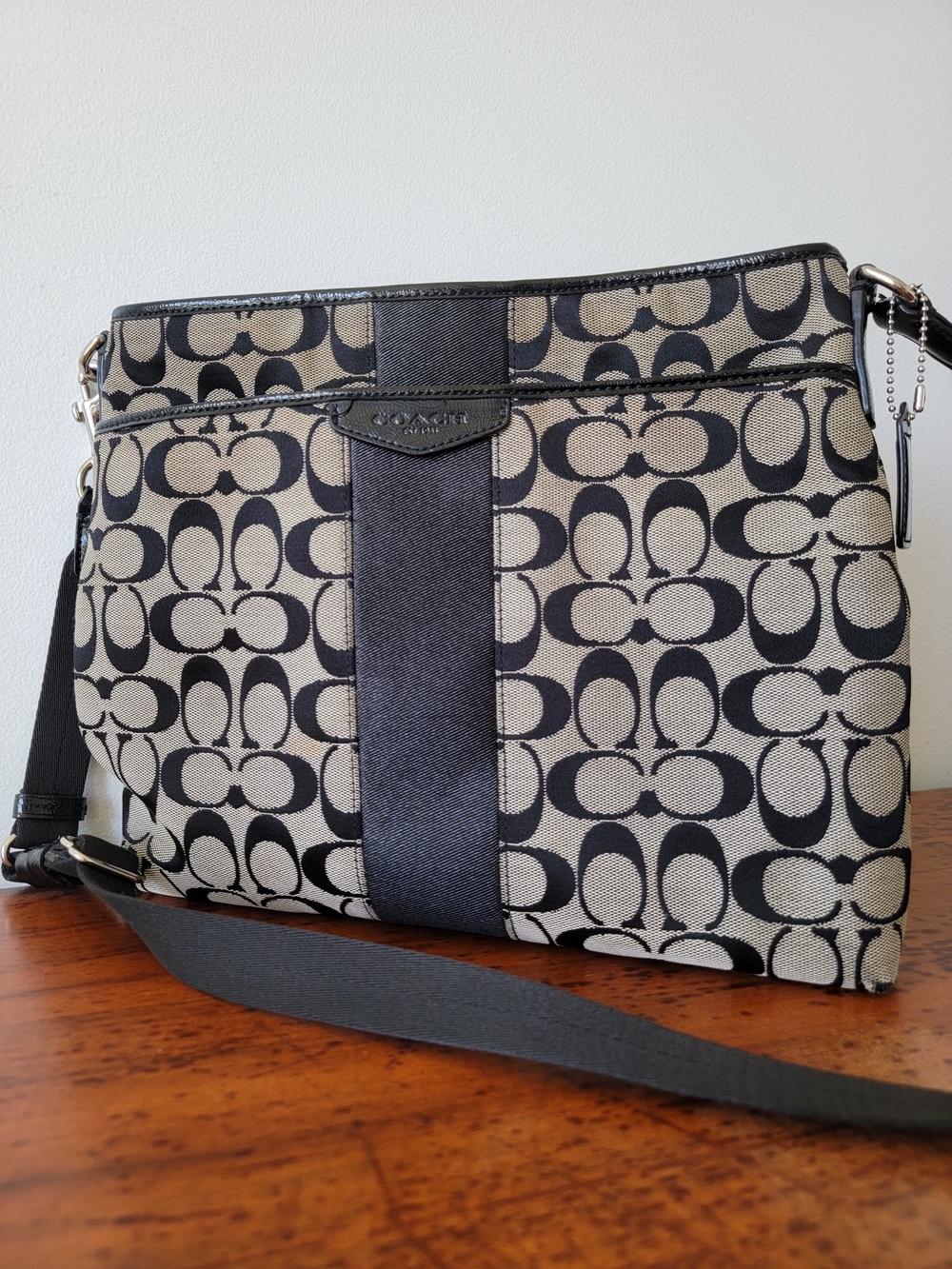 Coach Signature Stripe File Bag  F28502 Canvas